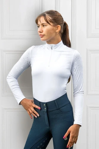 Koszula Konkursowa Diamond Gloss Biała z kryształkami