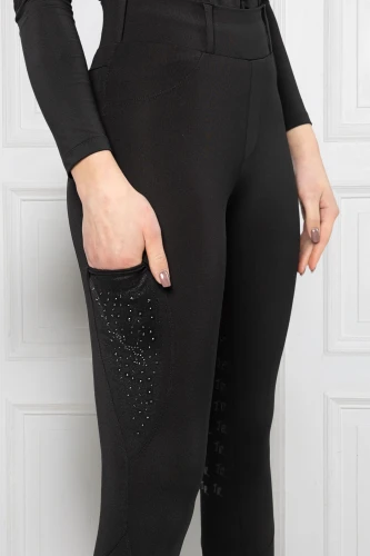 Legginsy Marta Diamond Gloss Czarne z kryształkami