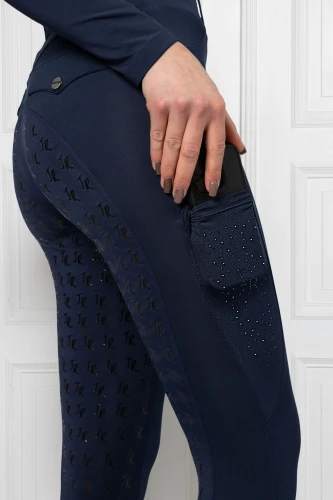 Legginsy Marta Diamond Gloss Granatowe z kryształkami