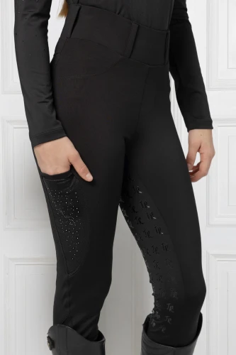 Legginsy Marta Diamond Gloss Czarne KIDS z kryształkami