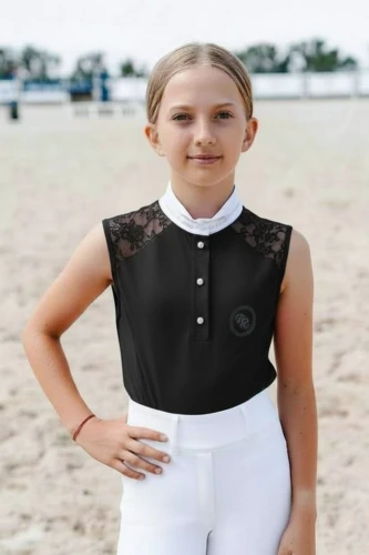Koszula Konkursowa z Koronką Bella Czarna KIDS