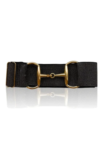 Elastyczny Pasek do spodni z Wędzidłem Brokatowy Black & Gold