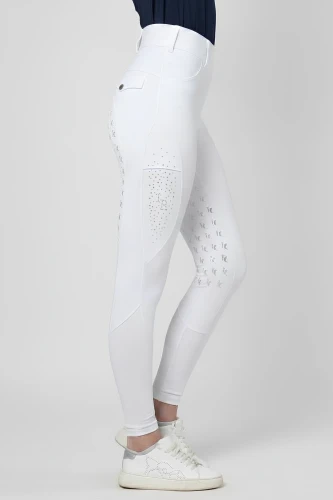 Legginsy Marta Diamond Gloss Białe z kryształkami
